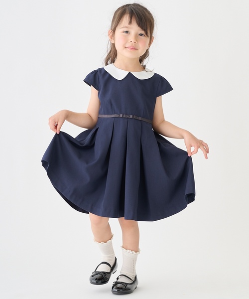 petit main(プティマイン)の「衿つきタックワンピース(ワンピース・キッズ・ネイビー/カラフル・80cm/90cm/110cm/100cm/120cm)」の1枚目の写真