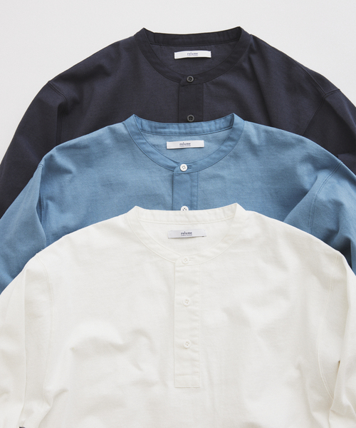 JOURNAL STANDARD relume（ジャーナルスタンダード　レリューム）の「スリーピング ヘンリーネック ロングスリーブ（Tシャツ/カットソー・メンズ・ブラックミックス/ホワイト/サックスブルー・MEDIUM/LARGE）」の4枚目の写真