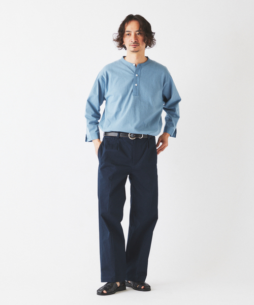 JOURNAL STANDARD relume（ジャーナルスタンダード　レリューム）の「スリーピング ヘンリーネック ロングスリーブ（Tシャツ/カットソー・メンズ・ブラックミックス/ホワイト/サックスブルー・MEDIUM/LARGE）」の6枚目の写真