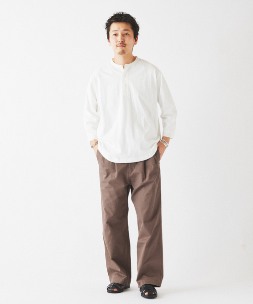 JOURNAL STANDARD relume（ジャーナルスタンダード　レリューム）の「スリーピング ヘンリーネック ロングスリーブ（Tシャツ/カットソー・メンズ・ブラックミックス/ホワイト/サックスブルー・MEDIUM/LARGE）」の7枚目の写真