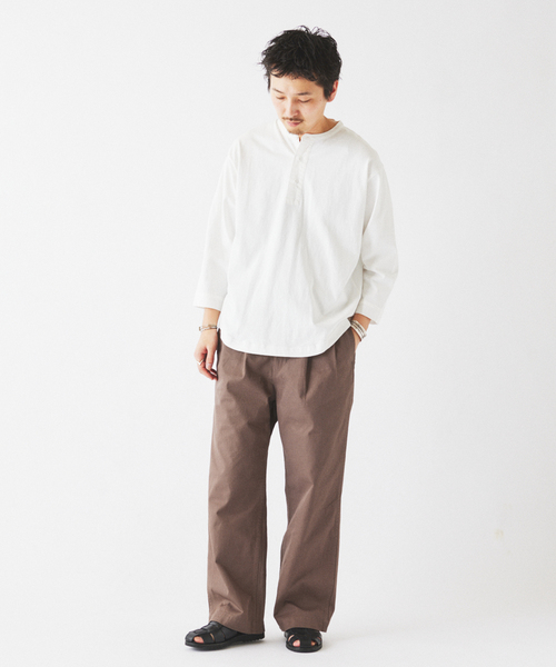 JOURNAL STANDARD relume（ジャーナルスタンダード　レリューム）の「スリーピング ヘンリーネック ロングスリーブ（Tシャツ/カットソー・メンズ・ブラックミックス/ホワイト/サックスブルー・MEDIUM/LARGE）」の8枚目の写真