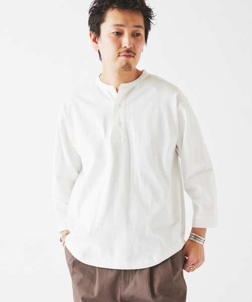 JOURNAL STANDARD relume（ジャーナルスタンダード　レリューム）の「スリーピング ヘンリーネック ロングスリーブ（Tシャツ/カットソー・メンズ・ブラックミックス/ホワイト/サックスブルー・MEDIUM/LARGE）」の13枚目の写真