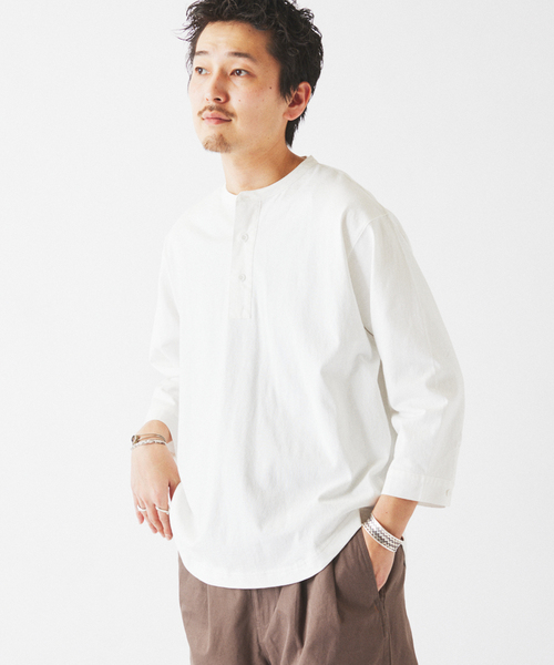 JOURNAL STANDARD relume（ジャーナルスタンダード　レリューム）の「スリーピング ヘンリーネック ロングスリーブ（Tシャツ/カットソー・メンズ・ブラックミックス/ホワイト/サックスブルー・MEDIUM/LARGE）」の15枚目の写真