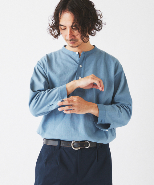 JOURNAL STANDARD relume（ジャーナルスタンダード　レリューム）の「スリーピング ヘンリーネック ロングスリーブ（Tシャツ/カットソー・メンズ・ブラックミックス/ホワイト/サックスブルー・MEDIUM/LARGE）」の21枚目の写真