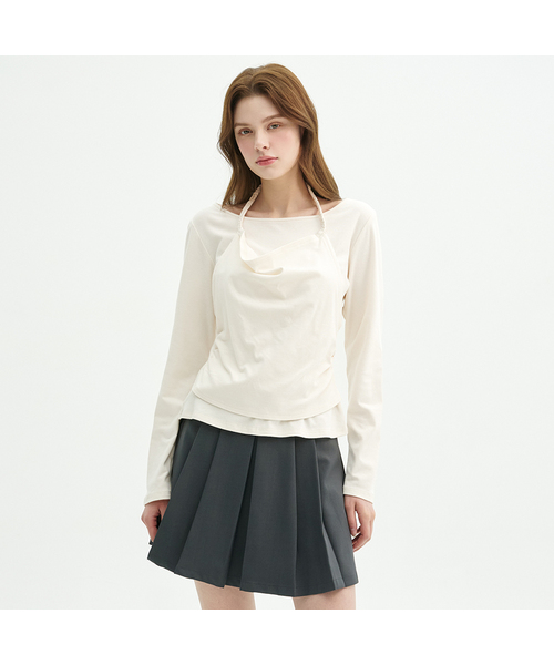 MICANE(ミケーネ)の「エイベルホルターネックワンウェアT(Tシャツ/カットソー・レディース・ブラック/カーキ/クリーム・LARGE/MEDIUM/SMALL/X-LARGE)」の2枚目の写真