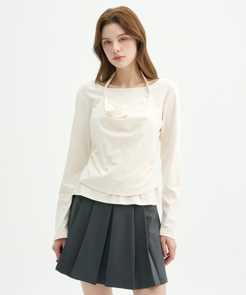 MICANE(ミケーネ)の「エイベルホルターネックワンウェアT(Tシャツ/カットソー・レディース・ブラック/カーキ/クリーム・LARGE/MEDIUM/SMALL/X-LARGE)」の17枚目の写真