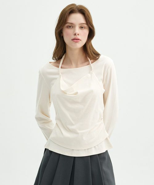 MICANE(ミケーネ)の「エイベルホルターネックワンウェアT(Tシャツ/カットソー・レディース・ブラック/カーキ/クリーム・LARGE/MEDIUM/SMALL/X-LARGE)」の16枚目の写真