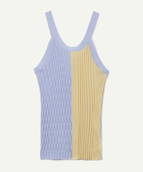 leinwande(ラインヴァンド)の「Mixture Rib Knitted Tank(タンクトップ・レディース・ブラック/グレー/ブルー/ベージュ系・ONE SIZE)」の1枚目の写真