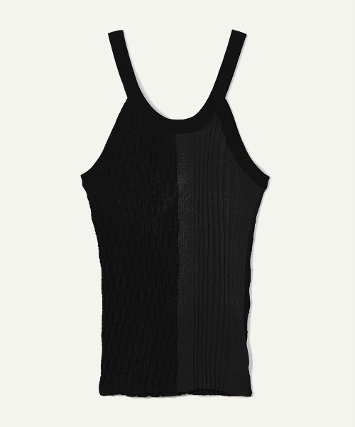 leinwande(ラインヴァンド)の「Mixture Rib Knitted Tank(タンクトップ・レディース・ブラック/グレー/ブルー/ベージュ系・ONE SIZE)」の2枚目の写真