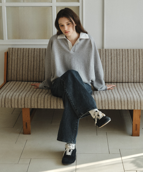 WEDNESDAYOASISFORWOMEN（ウェンズデー オアシス フォー ウーマン）の「セリンカラー スウェットシャツ_MELANGE(W26TP16)（スウェット・レディース・ライトグレー・OS）」の2枚目の写真