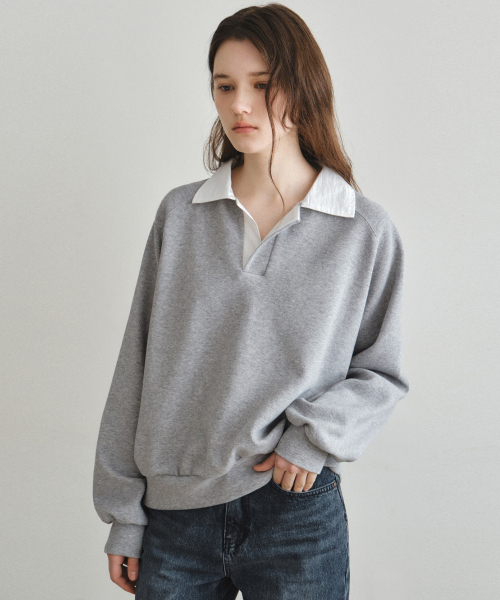 WEDNESDAYOASISFORWOMEN（ウェンズデー オアシス フォー ウーマン）の「セリンカラー スウェットシャツ_MELANGE(W26TP16)（スウェット・レディース・ライトグレー・OS）」の3枚目の写真