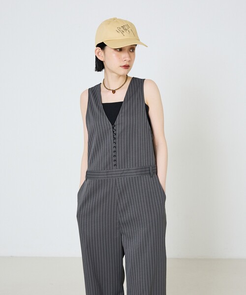 NOMINE（ノミネ）の「フロントボタンオールインワン（サロペット/オーバーオール・レディース・チャコールグレー・フリー）」の10枚目の写真