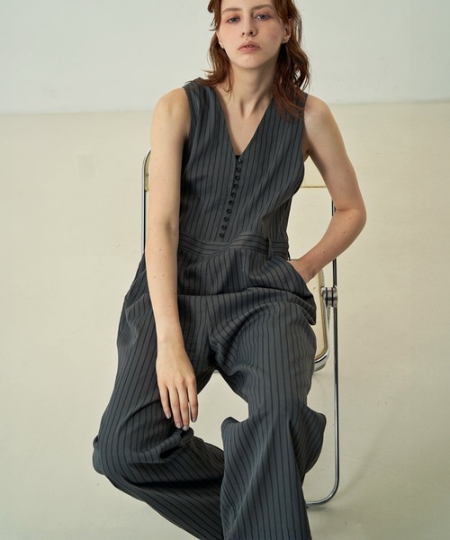 NOMINE（ノミネ）の「フロントボタンオールインワン（サロペット/オーバーオール・レディース・チャコールグレー/ブラック/ブラウン系その他・フリー）」の6枚目の写真