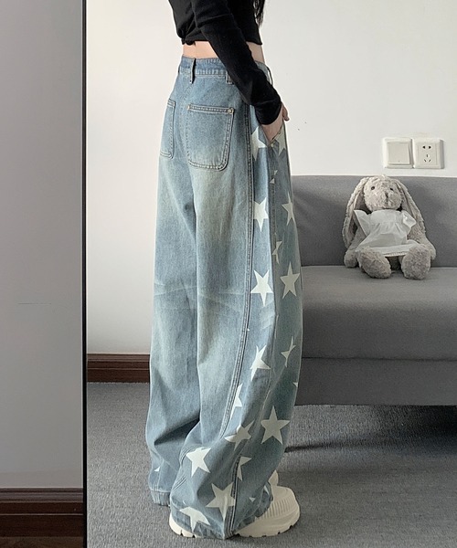 core core(コアコア)の「スター柄デニムカーブパンツ(デニムパンツ・レディース・ダークブルー/ライトブルー・S/M/L)」の6枚目の写真