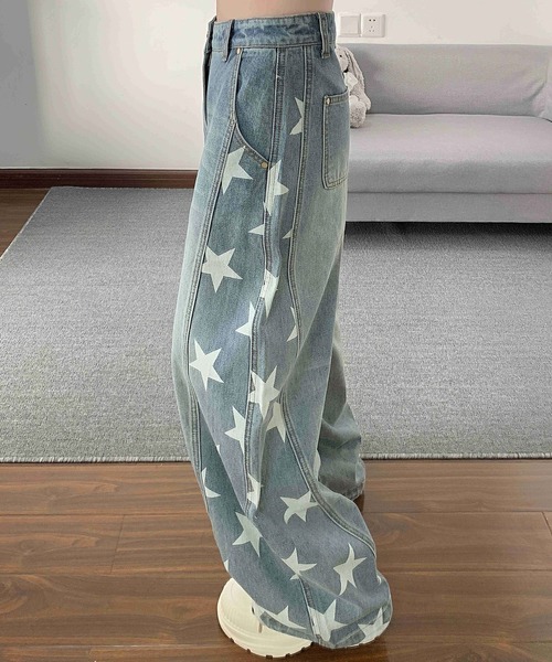 core core(コアコア)の「スター柄デニムカーブパンツ(デニムパンツ・レディース・ダークブルー/ライトブルー・S/M/L)」の10枚目の写真