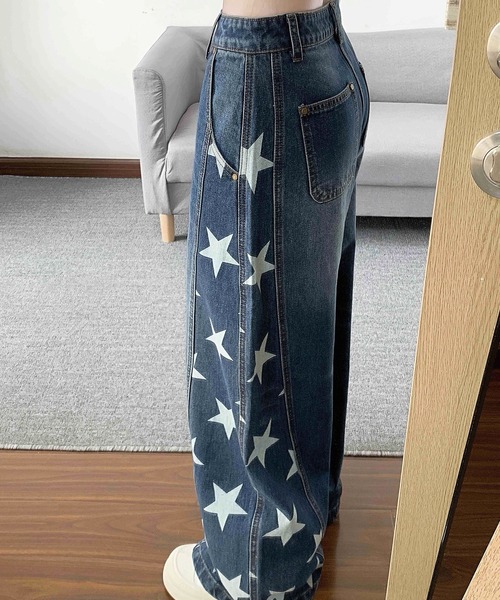 core core(コアコア)の「スター柄デニムカーブパンツ(デニムパンツ・レディース・ダークブルー/ライトブルー・S/M/L)」の18枚目の写真