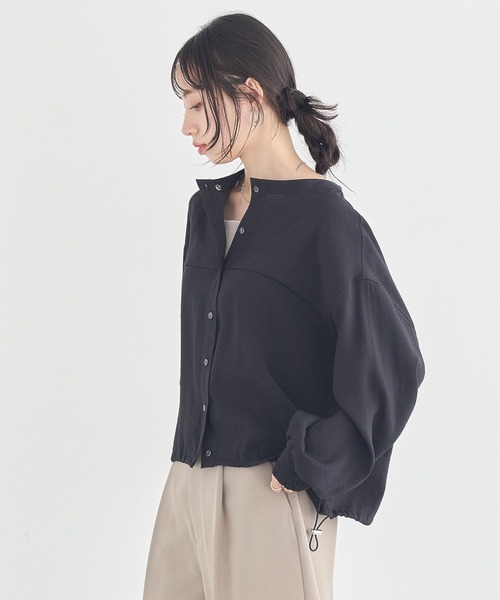 earth music&ecology(アースミュージックアンドエコロジー)の「【2WAY】シアーシャツブルゾン(ブルゾン・レディース・ブラック/アイボリー/ライトカーキ・FREE)」の13枚目の写真