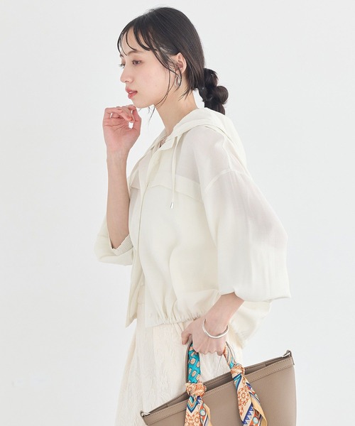 earth music&ecology(アースミュージックアンドエコロジー)の「【2WAY】シアーシャツブルゾン(ブルゾン・レディース・ブラック/アイボリー/ライトカーキ・FREE)」の9枚目の写真