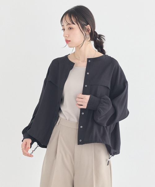 earth music&ecology(アースミュージックアンドエコロジー)の「【2WAY】シアーシャツブルゾン(ブルゾン・レディース・ブラック/アイボリー/ライトカーキ・FREE)」の14枚目の写真