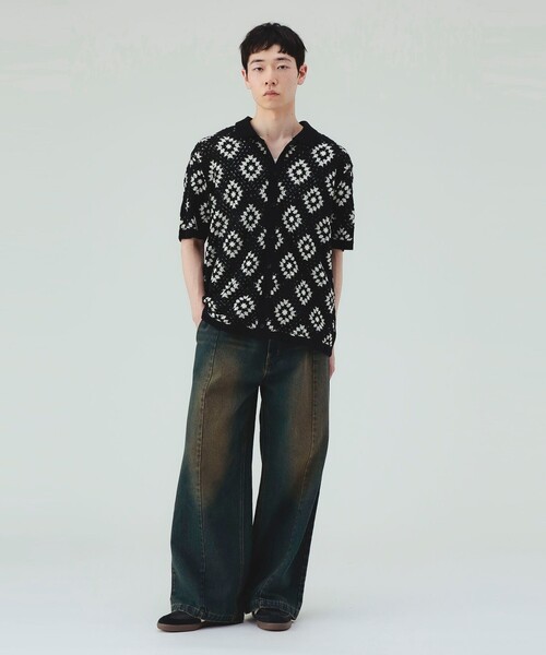 BEAMS HEART(ビームスハート)の「【7/9値下げ】クロシェ編み ショートスリーブ シャツ(ユニセックス)(シャツ/ブラウス・メンズ・ブラック/ブラウン・MEDIUM/SMALL/LARGE)」の5枚目の写真