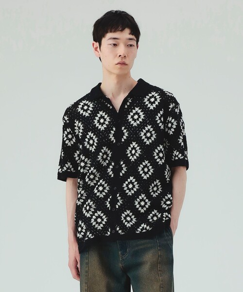 BEAMS HEART(ビームスハート)の「【7/9値下げ】クロシェ編み ショートスリーブ シャツ(ユニセックス)(シャツ/ブラウス・メンズ・ブラック/ブラウン・MEDIUM/SMALL/LARGE)」の7枚目の写真