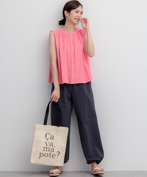 組曲(クミキョク)の「【WEB限定】トリコットジャージー ギャザー カットソー(Tシャツ/カットソー・レディース・ネイビー系/ホワイト系・S2)」の10枚目の写真