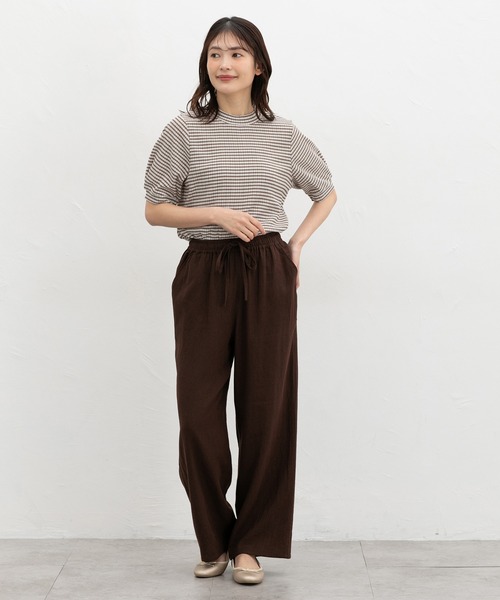 Honeys(ハニーズ)の「【ハニさら・吸水速乾・抗菌防臭】ふんわり袖トップス(Tシャツ/カットソー・レディース・ホワイト系その他/ホワイト×ブラック/ホワイト×ブルー・L/LL/M/S)」の8枚目の写真