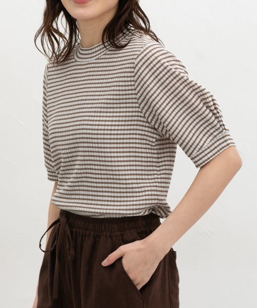 Honeys(ハニーズ)の「【ハニさら・吸水速乾・抗菌防臭】ふんわり袖トップス(Tシャツ/カットソー・レディース・ホワイト系その他/ホワイト×ブラック/ホワイト×ブルー・L/LL/M/S)」の9枚目の写真