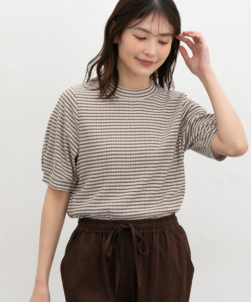 Honeys(ハニーズ)の「【ハニさら・吸水速乾・抗菌防臭】ふんわり袖トップス(Tシャツ/カットソー・レディース・ホワイト系その他/ホワイト×ブラック/ホワイト×ブルー・L/LL/M/S)」の10枚目の写真