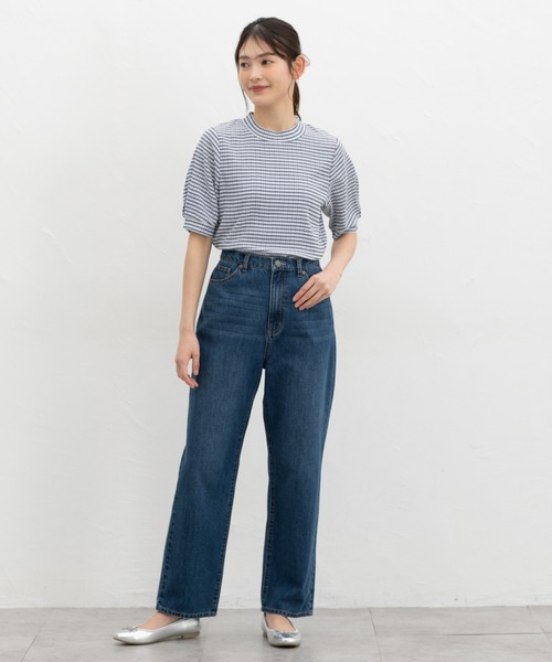 Honeys(ハニーズ)の「【ハニさら・吸水速乾・抗菌防臭】ふんわり袖トップス(Tシャツ/カットソー・レディース・ホワイト系その他/ホワイト×ブラック/ホワイト×ブルー・L/LL/M/S)」の11枚目の写真