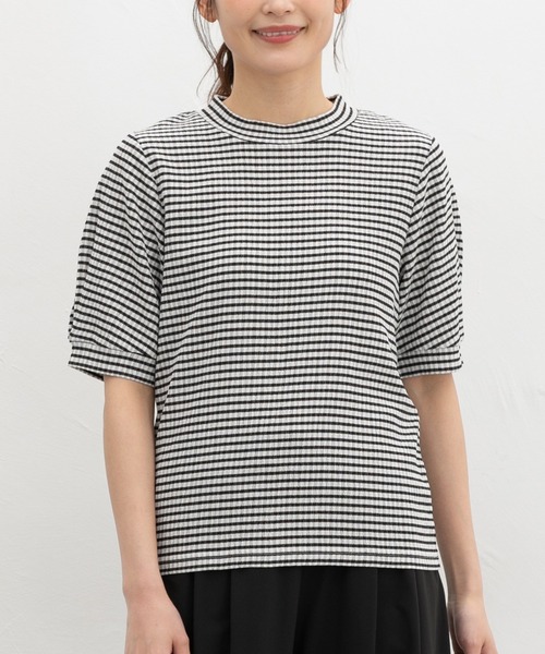 Honeys(ハニーズ)の「【ハニさら・吸水速乾・抗菌防臭】ふんわり袖トップス(Tシャツ/カットソー・レディース・ホワイト系その他/ホワイト×ブラック/ホワイト×ブルー・L/LL/M/S)」の20枚目の写真