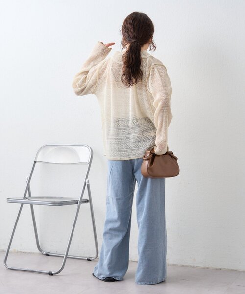 CIAOPANIC TYPY(チャオパニックティピー)の「【美脚見え/3サイズ展開】柔らかルーズフレアイージーデニム(デニムパンツ・レディース・ブルー/サックスブルー/ピンク・SMALL/LARGE/MEDIUM)」の22枚目の写真