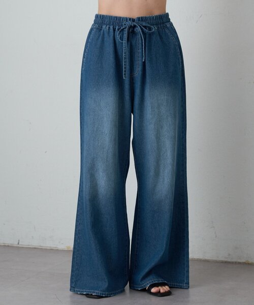CIAOPANIC TYPY(チャオパニックティピー)の「【美脚見え/3サイズ展開】柔らかルーズフレアイージーデニム(デニムパンツ・レディース・ブルー/サックスブルー/ピンク・SMALL/LARGE/MEDIUM)」の12枚目の写真