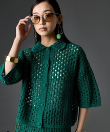 GEVS. | 【セットアップ対応】綿100%クロシェ風透かし編カーディガン<大きいサイズ有>GEVS.(カーディガン/ボレロ)