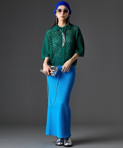 GEVS.（ジェイヴィス）の「【セットアップ対応】綿100％クロシェ風透かし編カーディガン＜大きいサイズ有＞GEVS.（カーディガン/ボレロ・レディース・ブラック/グリーン・L/M/5L/4L/3L/LL）」の17枚目の写真