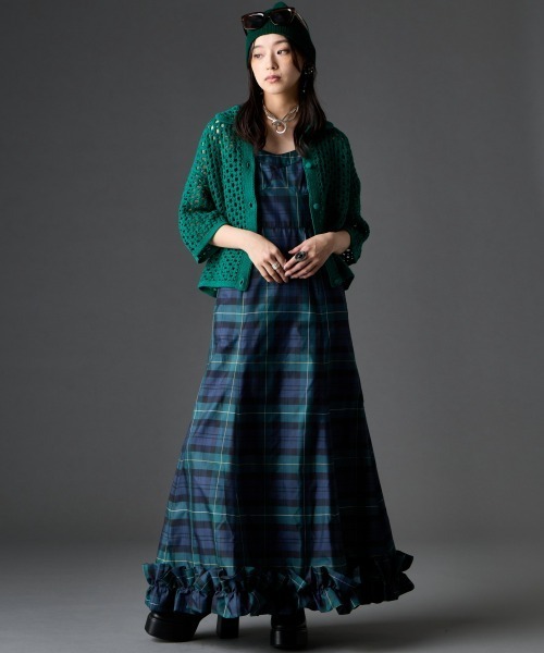 GEVS.（ジェイヴィス）の「【セットアップ対応】綿100％クロシェ風透かし編カーディガン＜大きいサイズ有＞GEVS.（カーディガン/ボレロ・レディース・ブラック/グリーン・L/M/5L/4L/3L/LL）」の11枚目の写真