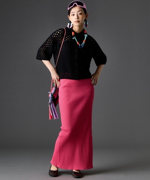 GEVS.（ジェイヴィス）の「【セットアップ対応】綿100％クロシェ風透かし編カーディガン＜大きいサイズ有＞GEVS.（カーディガン/ボレロ・レディース・ブラック/グリーン・L/M/5L/4L/3L/LL）」の14枚目の写真