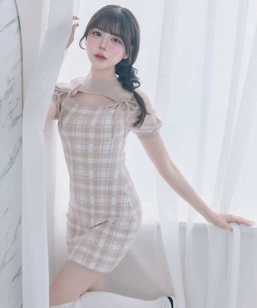 Belle Charme】2way Check Knit Onepiece（ワンピース）｜OLIVE des