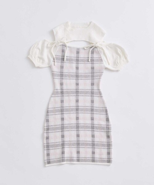 Belle Charme（ベルシャルム）の「【Belle Charme】2way Check Knit Onepiece（ワンピース・レディース・オフホワイト/ブラック/ピンク・FREE）」の9枚目の写真