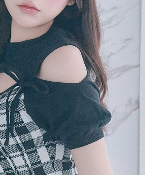 Belle Charme（ベルシャルム）の「【Belle Charme】2way Check Knit Onepiece（ワンピース・レディース・オフホワイト/ブラック/ピンク・FREE）」の15枚目の写真