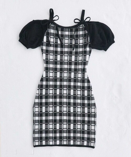Belle Charme（ベルシャルム）の「【Belle Charme】2way Check Knit Onepiece（ワンピース・レディース・オフホワイト/ブラック/ピンク・FREE）」の17枚目の写真