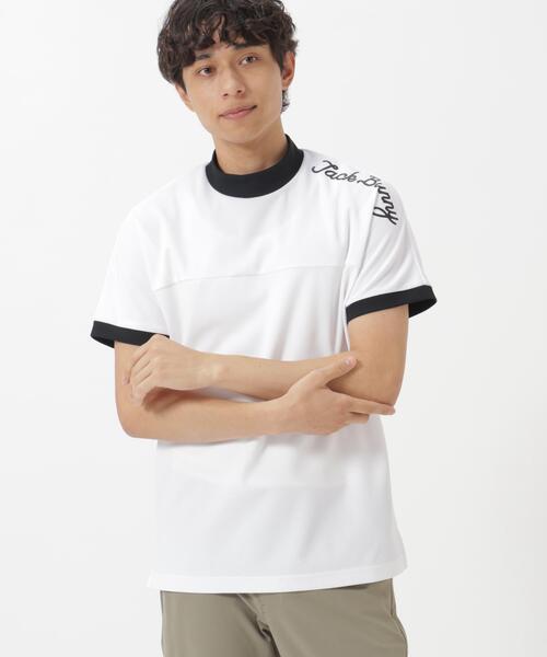 Jack Bunny!!（ジャックバニー）の「レイブロックドライワッフル半袖モックネックカットソー（Tシャツ/カットソー・メンズ・ホワイト/ブラック・LARGE/X-LARGE/MEDIUM）」の2枚目の写真