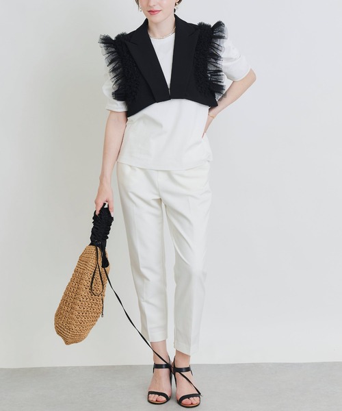 PICCIN PERLA(ピッチンペルラ)の「チュールフリルスリーブ2WAYジレ(ベスト・レディース・ブラック/オフホワイト・M)」の21枚目の写真