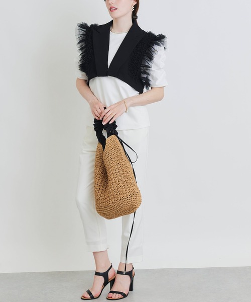 PICCIN PERLA(ピッチンペルラ)の「チュールフリルスリーブ2WAYジレ(ベスト・レディース・ブラック/オフホワイト・M)」の22枚目の写真