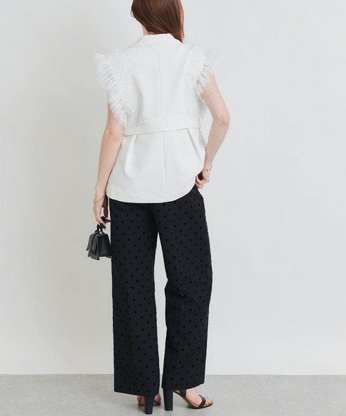 PICCIN PERLA(ピッチンペルラ)の「チュールフリルスリーブ2WAYジレ(ベスト・レディース・ブラック/オフホワイト・M)」の9枚目の写真