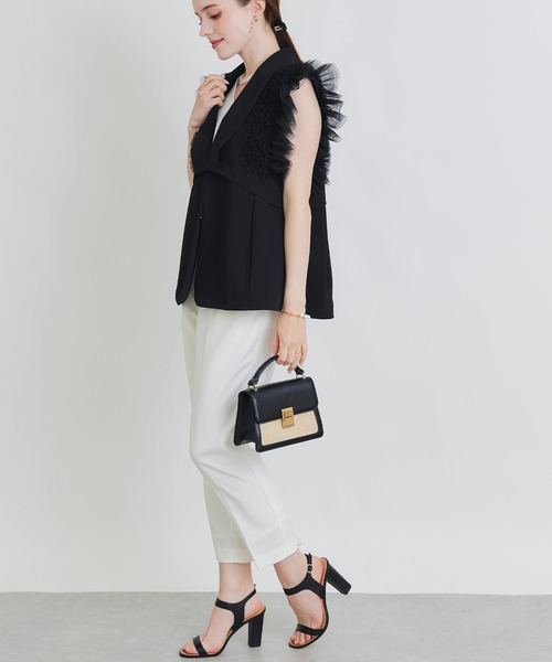 PICCIN PERLA(ピッチンペルラ)の「チュールフリルスリーブ2WAYジレ(ベスト・レディース・ブラック/オフホワイト・M)」の19枚目の写真