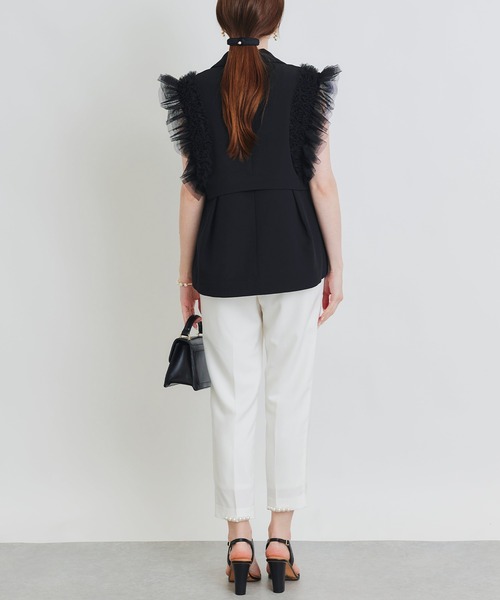 PICCIN PERLA(ピッチンペルラ)の「チュールフリルスリーブ2WAYジレ(ベスト・レディース・ブラック/オフホワイト・M)」の20枚目の写真