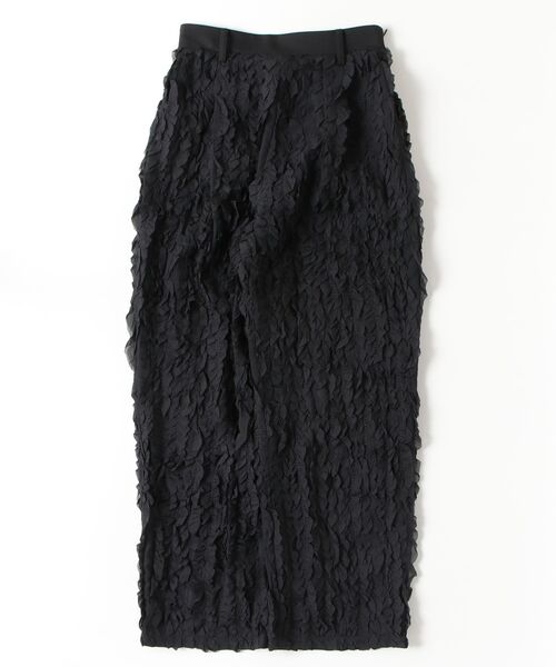 CLANE(クラネ)の「TOPSTITCHED FRILL STRAIGHT PANTS 10110-7223(その他パンツ・レディース・ブラック/オフホワイト・1/2)」の1枚目の写真