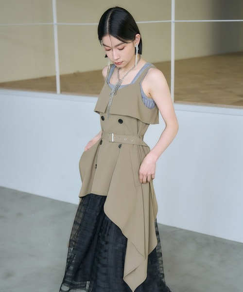 HARE（ハレ）の「レースレイヤートレンチキャミワンピース(HARE)（ワンピース・レディース・ブラック/ネイビー/ベージュ・FREE）」の10枚目の写真