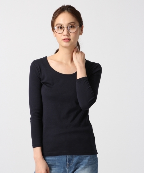 GLOBAL WORK(グローバルワーク)の「スーピマUネック9分袖/708293(Tシャツ/カットソー・レディース・ホワイト/ライトグリーン/ネイビー/その他/ライトグレー・SMALL/LARGE/MEDIUM)」の4枚目の写真